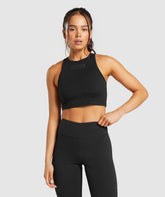 Block Crop Tank Black