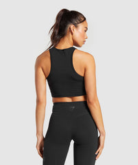 Block Crop Tank Black