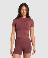 Everyday Seamless Tight Fit Tee Burgundy Brown