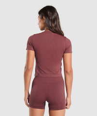 Everyday Seamless Tight Fit Tee Burgundy Brown