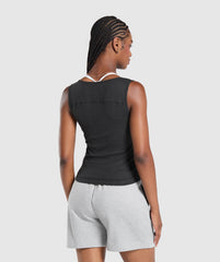 Rest Day Rib Top Black Marl