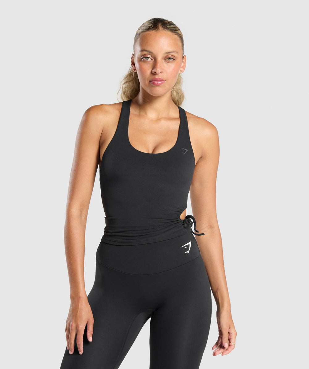 Ruched Side Tank With Shelf Black