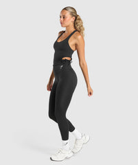 Ruched Side Tank With Shelf Black