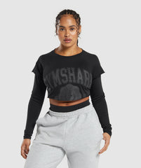 Lifting 2 In 1 Long Sleeve Crop Top Black