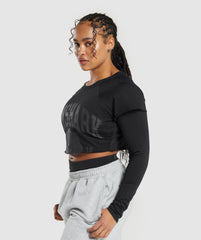Lifting 2 In 1 Long Sleeve Crop Top Black