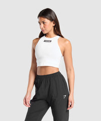 Block Crop Tank White