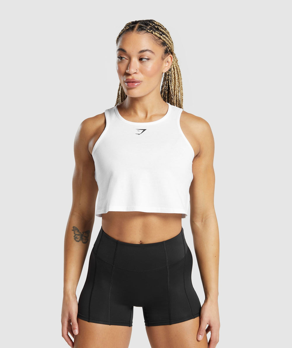 Lifting Essential Cotton Crop Tank White