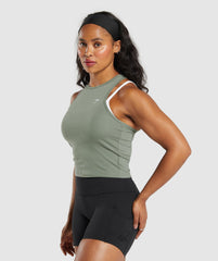 Essential Cotton Midi Tank Unit Green