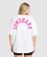Mesh Graphic Oversized T-Shirt White