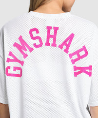 Mesh Graphic Oversized T-Shirt White