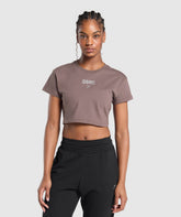 Running Graphic Crop Top Steel Purple