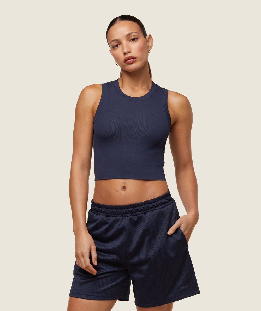 everywear Ribbed Body Tank Heavy Blue