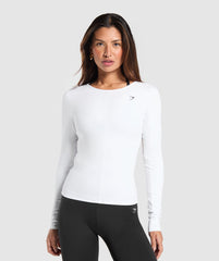 Everyday Open Back Long Sleeve Top White