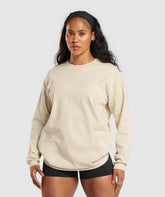 Heavyweight Cotton Long Sleeve Top Ecru White