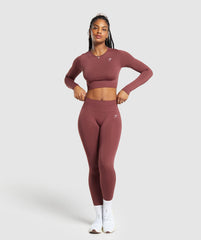 Everyday Seamless Long Sleeve Crop Top Burgundy Brown