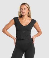 Luxe Seamless Crop Top Coal Marl