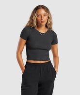 Rib T-Shirt Midnight Black Marl