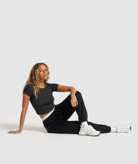 Rib T-Shirt Midnight Black Marl