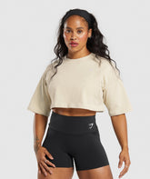 Heavyweight Cotton Crop T-Shirt Ecru White