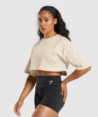 Heavyweight Cotton Crop T-Shirt Ecru White