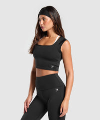 Everyday Cap Sleeve Crop Top Black