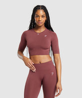 Everyday Seamless Crop Top Burgundy Brown