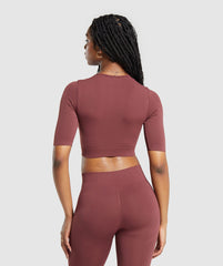 Everyday Seamless Crop Top Burgundy Brown