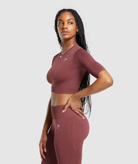 Everyday Seamless Crop Top Burgundy Brown