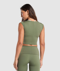 Everyday Cap Sleeve Crop Top Core Olive