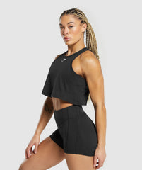 Lifting Essential Cotton Crop Tank Black