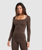 Everyday Long Sleeve Midi Top Archive Brown
