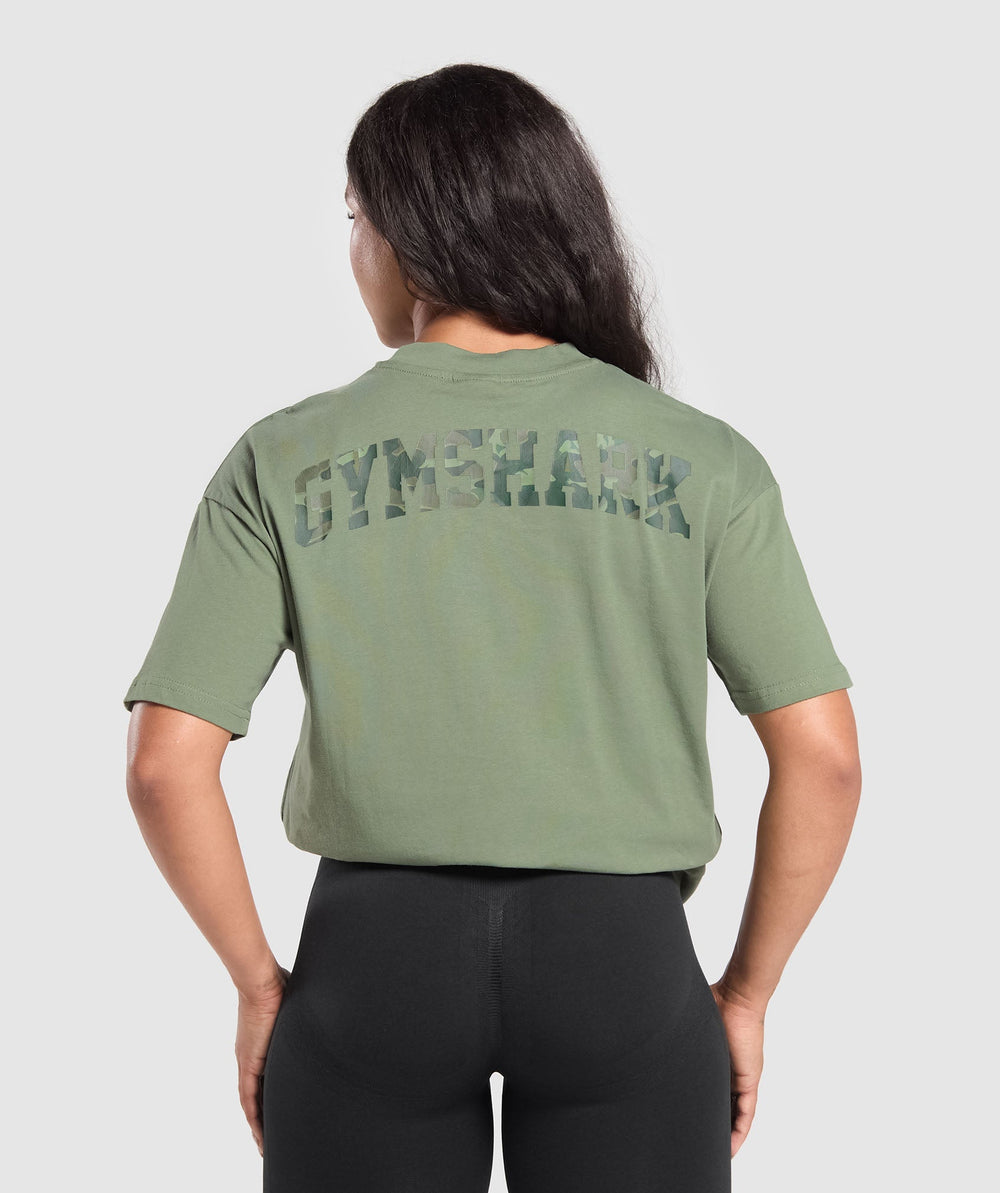 Adapt Camo Graphic Oversized Top Force Green