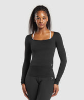 Everyday Long Sleeve Midi Top Black