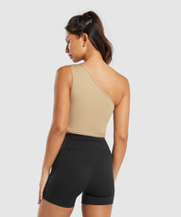 Training One Shoulder Ruched Tank Deep Fawn Brown