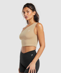 Training One Shoulder Ruched Tank Deep Fawn Brown