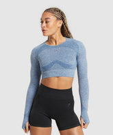 Flex Long Sleeve Crop Top Faded Blue/Pitch Grey