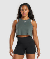 Lifting Essential Cotton Crop Tank Slate Teal
