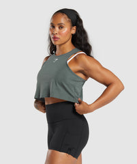 Lifting Essential Cotton Crop Tank Slate Teal