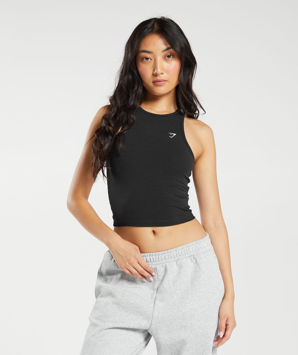 Essential Cotton Midi Tank Black