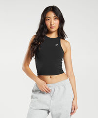 Essential Cotton Midi Tank Black