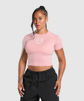Barbell Hearts Seamless Baby Tee Light Pink