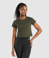 Block Crop Top Winter Olive