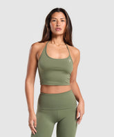 Everyday One Shoulder Crop Top Core Olive