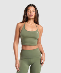 Everyday One Shoulder Crop Top Core Olive