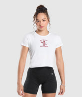 Lifting Club Graphic Baby Tee White