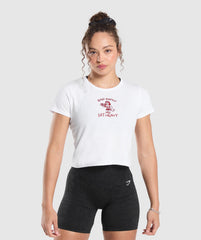 Lifting Club Graphic Baby Tee White