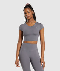 Elevate Ruched Crop Top Brushed Grey