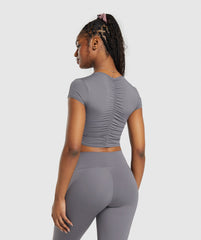Elevate Ruched Crop Top Brushed Grey
