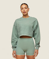 everywear Cropped Long Sleeve Tee Dollar Green