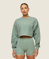 everywear Cropped Long Sleeve Tee Dollar Green